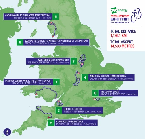 Mapa zvodu Okolo Britnie