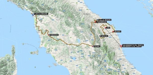 Mapa Tirreno Adriatico 2019