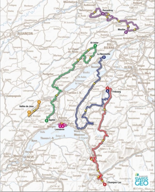 Mapa zvodu Kolem Romandie 2015